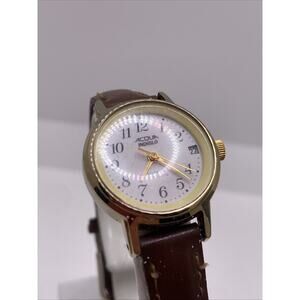Vintage Acqua Womens Silver Leather Band Watch Works New Battery